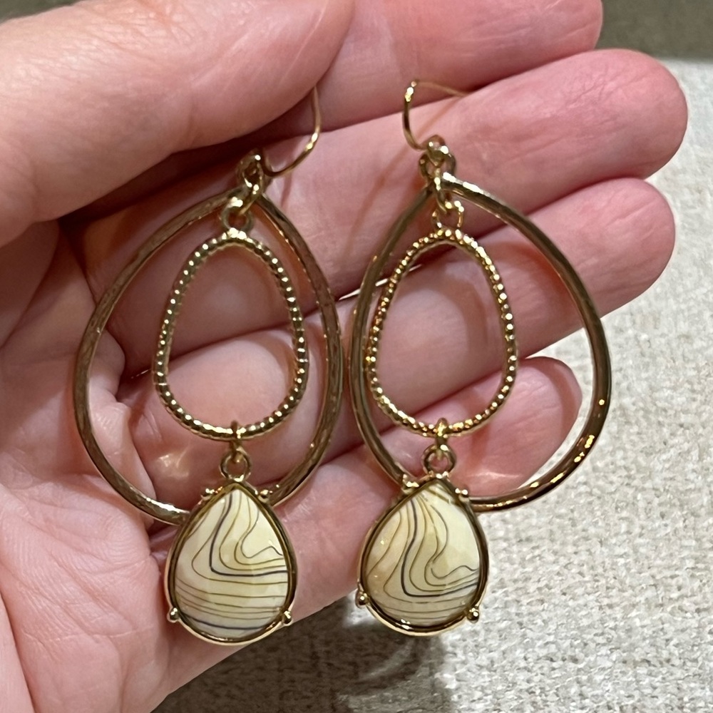 Oval Drop Hoop Earrings